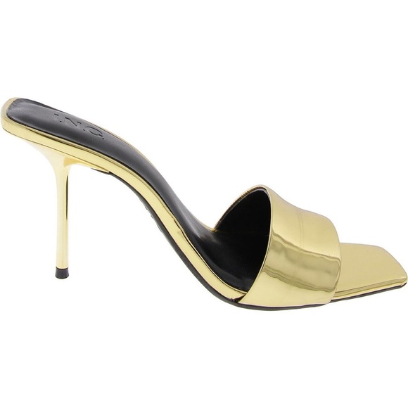 CANDINA WOMENS PATENT SQUARE TOE SLIDE SANDALS - Picture 2 of 7